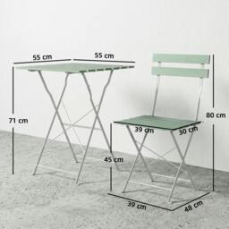 Rackhams Outdoor Bistro Set Folding for 2 People White Green - Green - 3 - Outdoor Bistro Set - thumbnail 3
