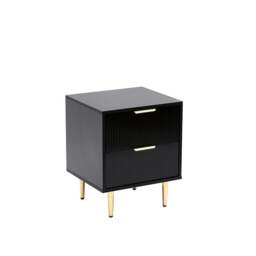 Rackhams Bedside Table, 2 Drawers, White/Black with Gold Legs, 42cm Wide Chest - White - Wood - 40cm(d)55cm(h)42cm(w) - thumbnail 5