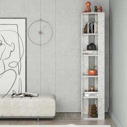Rackhams Nati Tall Corner Bookcase Modern Shelving Unit Space-Saving Storage 161cm - Gold Marble Effect - thumbnail 1