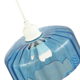 Rackhams Modern Midnight Blue Ribbed Glass Non Electric Pendant Shade with Flat Style - thumbnail 3