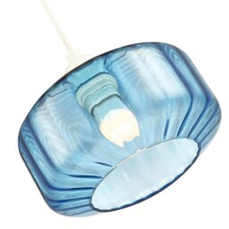 Rackhams Modern Midnight Blue Ribbed Glass Non Electric Pendant Shade with Flat Style - thumbnail 2