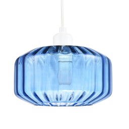 Rackhams Modern Midnight Blue Ribbed Glass Non Electric Pendant Shade with Flat Style - thumbnail 5