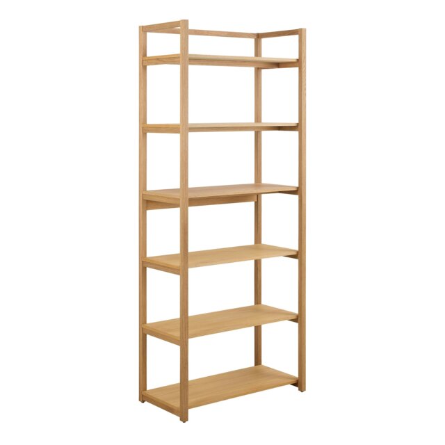 Rackhams Ludza Rectangular Bookcase With 6 Shelves in Oak - Brown - Wood - 1 - image 1