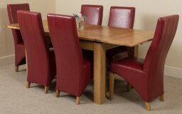 Rackhams Richmond Medium Oak Extendable Dining Table with Lola Leather Chairs - 8 chairs - Black - thumbnail 5