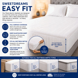 Rackhams Electric Blanket King Size Bed Size Machine Washable Elasticated Skirt - Overheat Protection - thumbnail 5