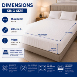 Rackhams Electric Blanket King Size Bed Size Machine Washable Elasticated Skirt - Overheat Protection - thumbnail 2