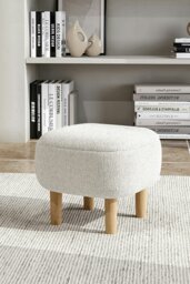 Rackhams Kamar Wide Square Ottoman Footstool - Beige - thumbnail 2