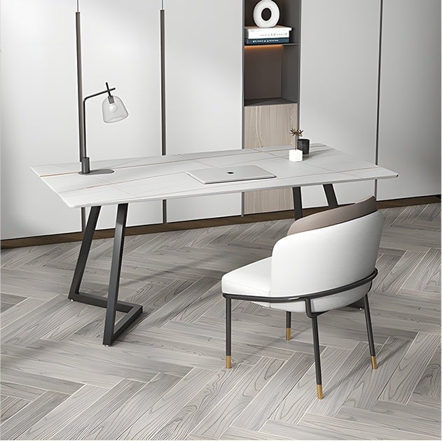 Rackhams Sierra Office Desk, Sintered Stone - White - 120 x 60cm - White - image 1