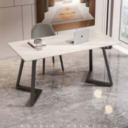 Rackhams Sierra Office Desk, Sintered Stone - White - 120 x 60cm - White - thumbnail 4