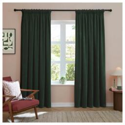 Rackhams Chenille Lined Pencil Pleat Curtains - Bottle - 137cm x 117cm - Bottle - 100% Polyester - thumbnail 1
