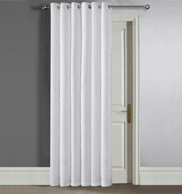 Rackhams Winchester Quilted Pinsonic Blackout Door Curtain Panel - 117cm x 213cm - White - image 1