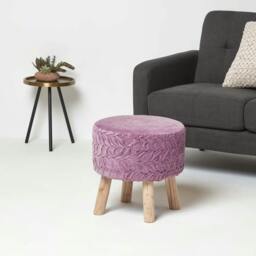 Rackhams Lyla Pleated Velvet Footstool, 40 cm Tall - Dark Pink - thumbnail 3