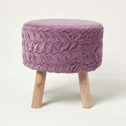 Rackhams Lyla Pleated Velvet Footstool, 40 cm Tall - Dark Pink - thumbnail 2