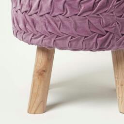 Rackhams Lyla Pleated Velvet Footstool, 40 cm Tall - Dark Pink - thumbnail 4