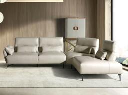 Rackhams Corner sofa in sand leather 6213/6214 - Right - thumbnail 6