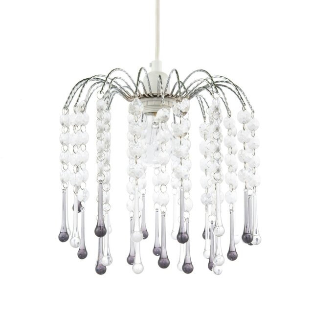 Rackhams Classic Waterfall Pendant Shade with Clear and Smoked Black Acrylic - image 1