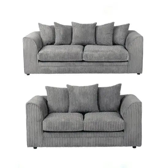 Rackhams Camden Jumbo Cord 3+2 Sofa Set - Grey - image 1