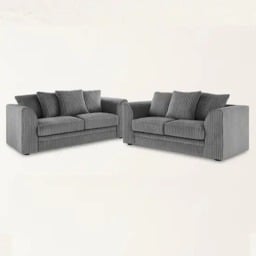 Rackhams Camden Jumbo Cord 3+2 Sofa Set - Grey - thumbnail 4