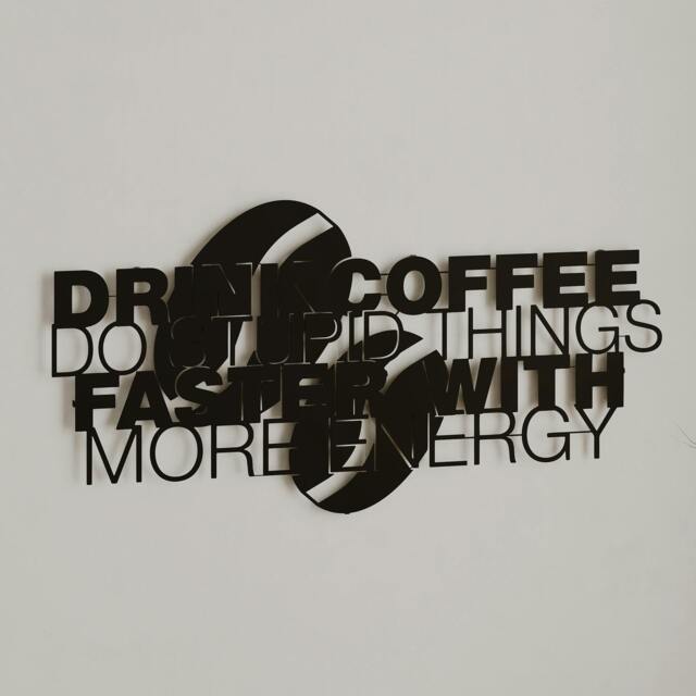 Rackhams Coffee for More Energy Metal Art Wall Home Decorative Ornament, Black - Metal - Black - image 1