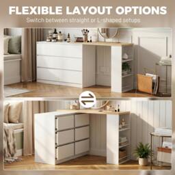 Rackhams Vanity Table with 3-Tier Shelf and 6 Drawers, White - 130 - thumbnail 4