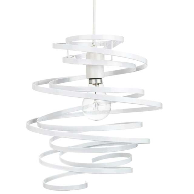 Rackhams Contemporary White Gloss Metal Double Ribbon Spiral Swirl Ceiling Light Pendant - image 1
