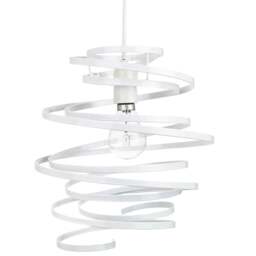 Rackhams Contemporary White Gloss Metal Double Ribbon Spiral Swirl Ceiling Light Pendant