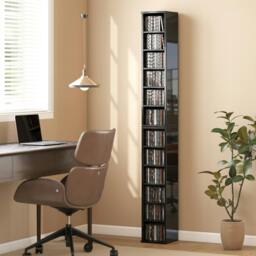 Rackhams Set of 2 CD Storage Units DVD Shelf with Adjustable Shelves - High Gloss Black - 2 - thumbnail 1