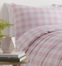 Rackhams Gingham Pink Duvet Cover Set - Single - King - thumbnail 2