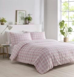 Rackhams Gingham Pink Duvet Cover Set - Single - King