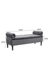 Rackhams Tufted Flip Top Storage Bench with Side Arms Grey - Grey - thumbnail 6