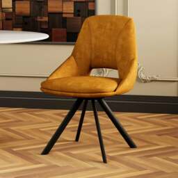 Rackhams Mustard Velvet Swivel Dining Chair (Set of 2) - Velvet Chair - thumbnail 4