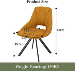 Rackhams Mustard Velvet Swivel Dining Chair (Set of 2) - Velvet Chair - thumbnail 6