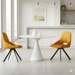 Rackhams Mustard Velvet Swivel Dining Chair (Set of 2) - Velvet Chair - thumbnail 5