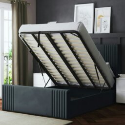 Rackhams Elara Ottoman Bed with Winged Panel Headboard - Grey (Steel) - Super King / 6ft - thumbnail 5
