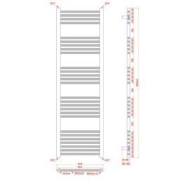 Rackhams 550 x 1600 mm Shiny Gold Electric Bathroom Towel Rail Radiator With Manual Electric Element Pre-Filled Standard Element - thumbnail 4