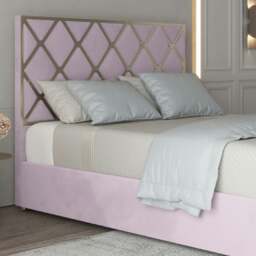 Rackhams Tammy Upholstered Soft Velvet Metal Bed Frame - Pink - Black - Small double - thumbnail 3