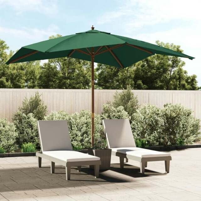 Rackhams Garden Parasol with Wooden Pole Green 300x300x273 cm - image 1