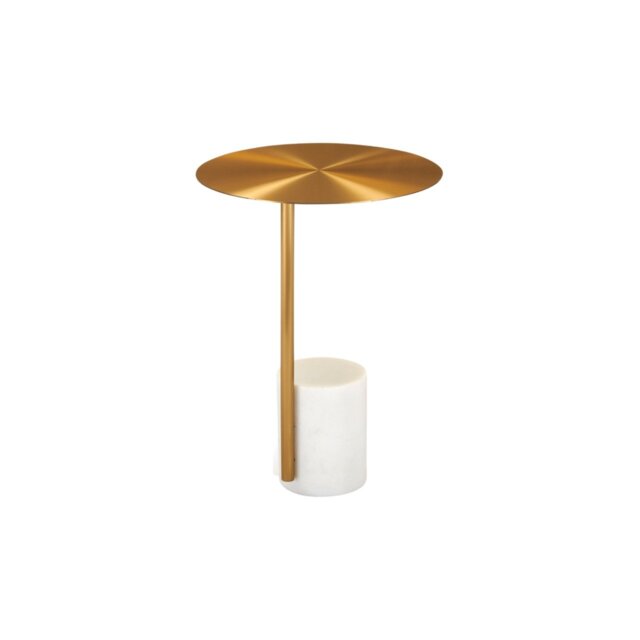 Rackhams Violet Lamp Table - Gold & White Marble - Gold & White Marble - image 1