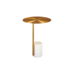 Rackhams Violet Lamp Table - Gold & White Marble - Gold & White Marble