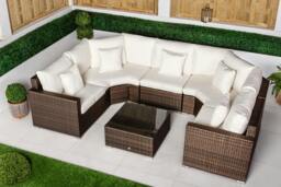 Rackhams Santorini 5 Seat Modular Sofa Rattan Garden Furniture Set Outdoor Lounge Coffee Table - Brown - 1 - thumbnail 4