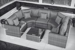 Rackhams Santorini 5 Seat Modular Sofa Rattan Garden Furniture Set Outdoor Lounge Coffee Table - Brown - 1 - thumbnail 5