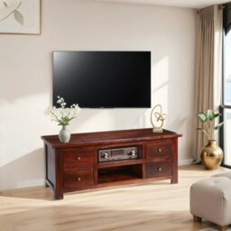 Rackhams Jinita Dark Wood TV Cabinet with Drawers - 130 cm - 50 cm - Wood - thumbnail 6