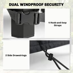 Rackhams Garden Furniture Cover, 420D Waterproof, 125 x 125 x 74 cm, Black - 1 - 125 x 125 x 74 cm - Furniture Cover - thumbnail 5