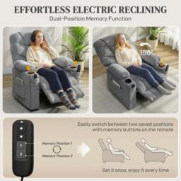 Rackhams Electric Massage Recliner Chair with Heat, Reclining Chair, Dark Grey - thumbnail 4