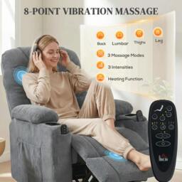 Rackhams Electric Massage Recliner Chair with Heat, Reclining Chair, Dark Grey - thumbnail 5