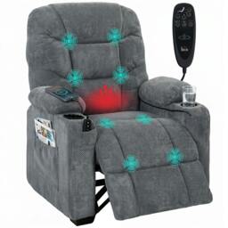 Rackhams Electric Massage Recliner Chair with Heat, Reclining Chair, Dark Grey - thumbnail 2