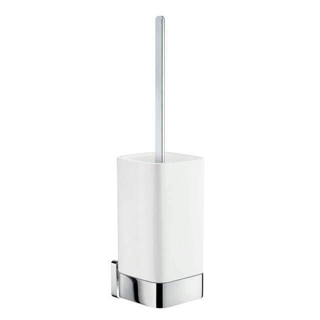 Rackhams Polished Chrome Toilet Brush and Porcelain Holder