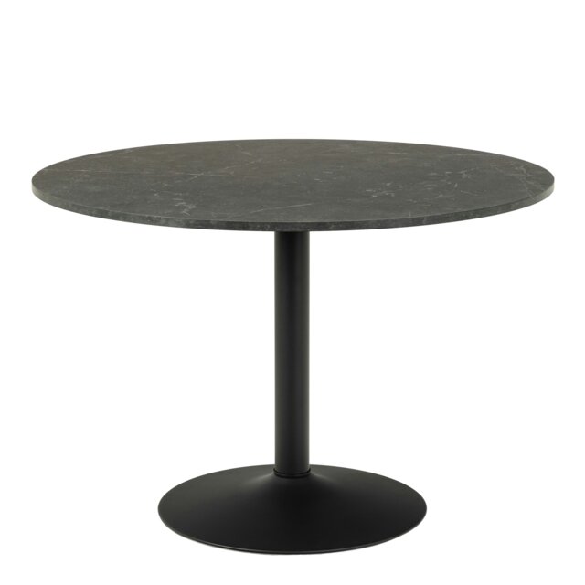 Rackhams Ibiza Round Dining Table with Black Top and Matt Black Base - Black - No - Black - image 1