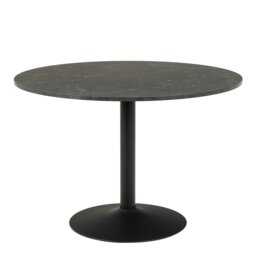 Rackhams Ibiza Round Dining Table with Black Top and Matt Black Base - Black - No - Black