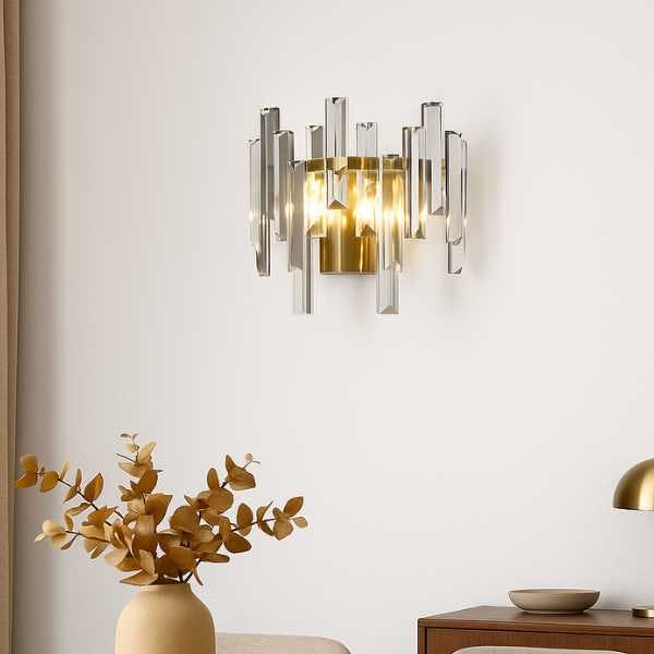 Rackhams Onega Antique Brass & Glass Crystal Wall Light - image 1